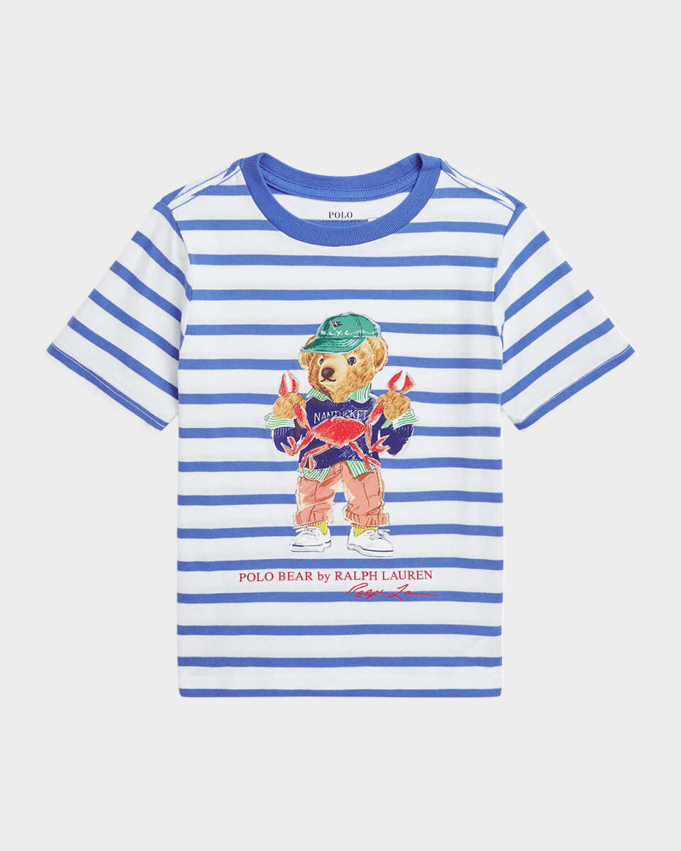 Boy's Striped Polo Bear Graphic T-Shirt, Size 2-